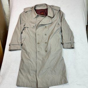 Vintage 80s Moores Men's 48 Trench Coat Grey Waterproof w/ Warm Removable Lining